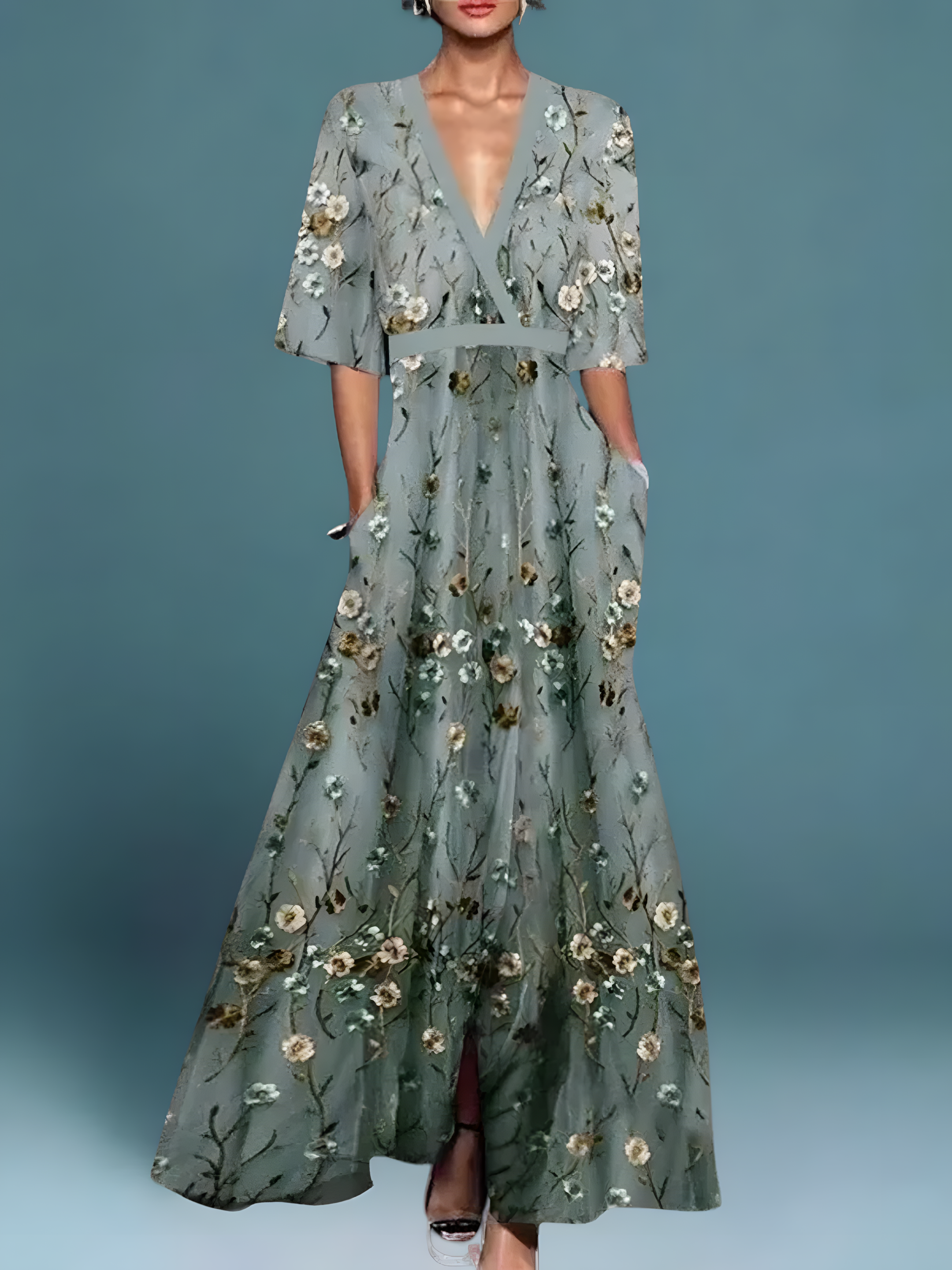 Laure - Elegancka Sukienka Kopertowa w Kwiaty