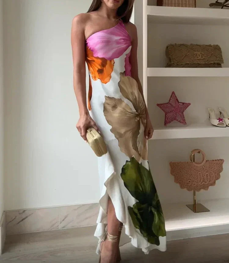 Jorgina™ | Maxi Dress with One Shoulder and Ruffles