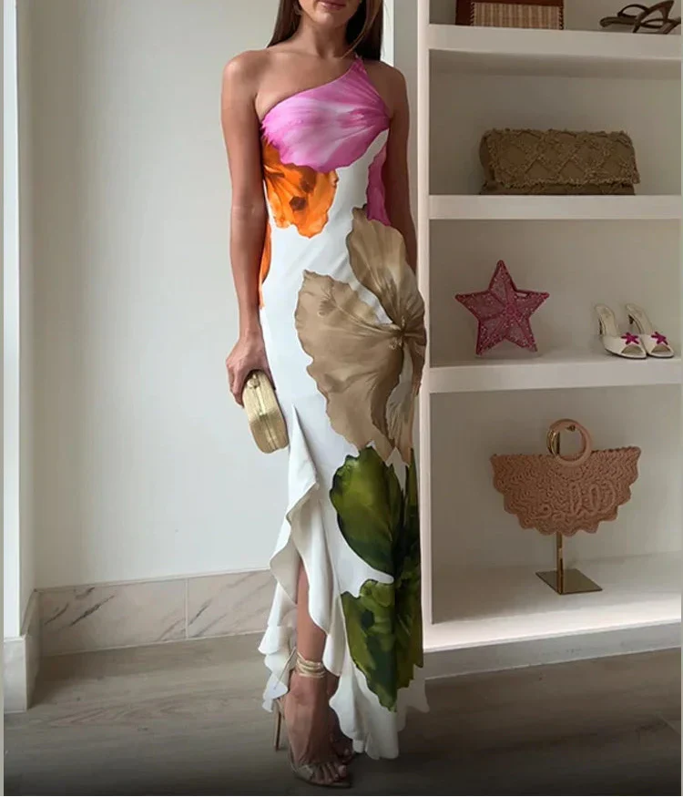 Jorgina™ | Maxi Dress with One Shoulder and Ruffles