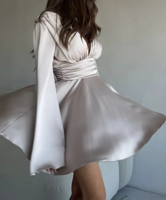 Darla™ | Satiny Dress with Wide Sleeves