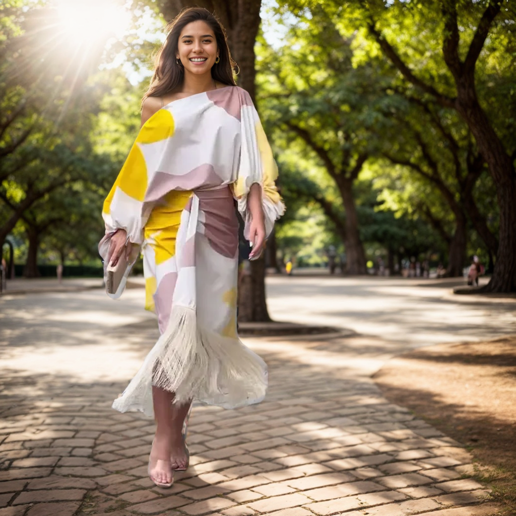 Talia™ | Satynowa sukienka z falbanami" can be rewritten as: "Talia™ | Satynowa sukienka z falbanami i eleganckim wykończeniem