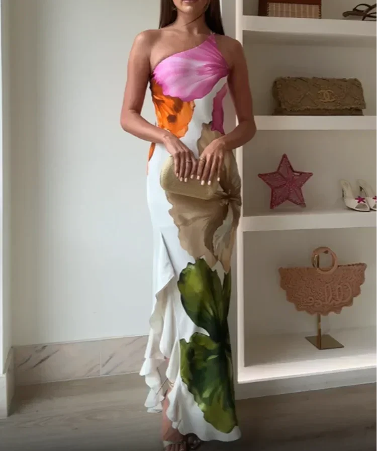 Jorgina™ | Maxi Dress with One Shoulder and Ruffles