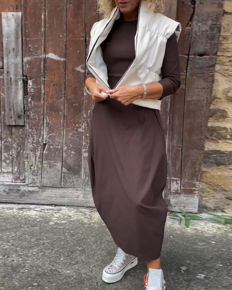 Noora - Casualowa jesienna sukienka z długim rękawem