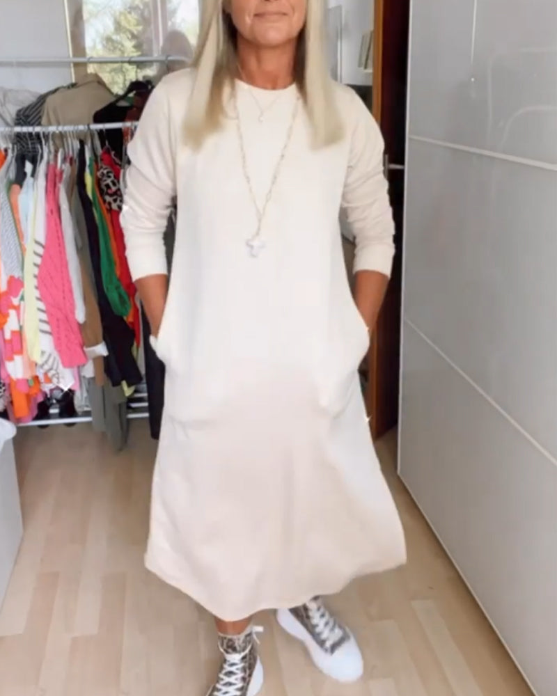 Avra - Swobodna jesienna długa sukienka