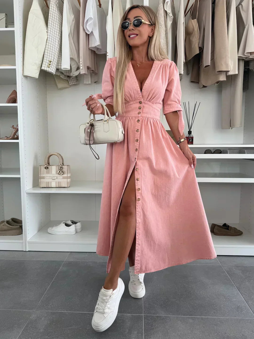 Luise™ | Błyszcząca Dżinsowa Sukienka