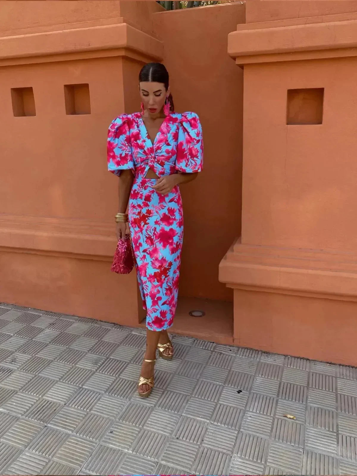 Lily™ | Midi Dress with Shine and Pleats